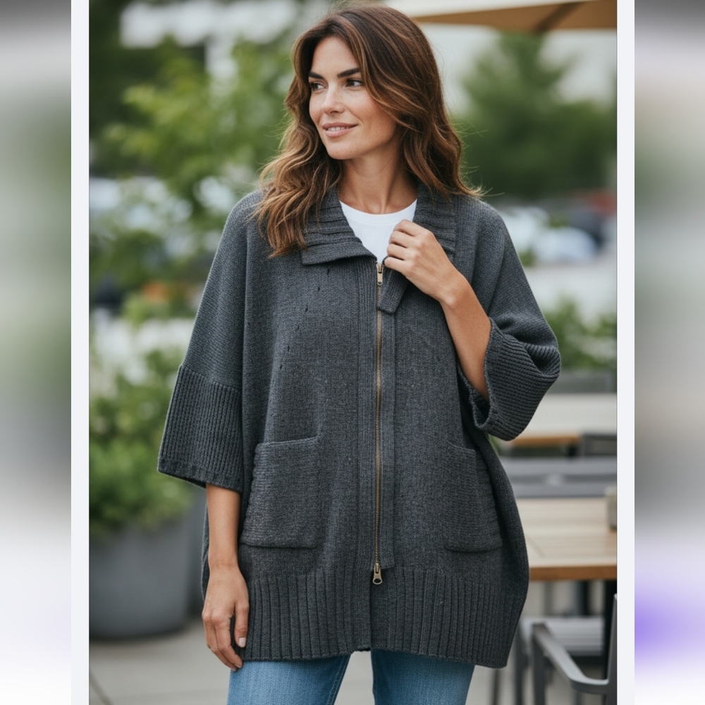 Soft Surroundings North Creek Chunky Knit Sweater – Women’s L/XL | Gray